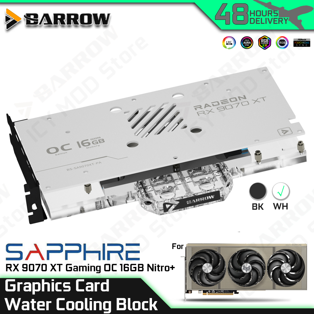 Rx 9070 16Gb - Barrow Graphics Card Water Cooling Block